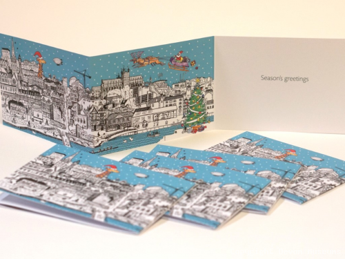 Exeter cityscape Christmas card product photo